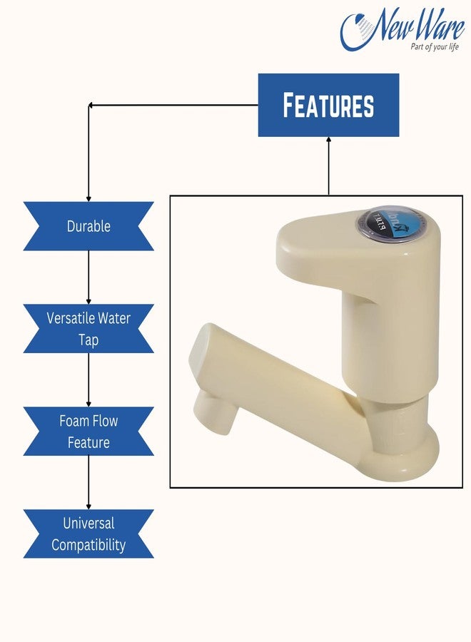 NEW WARE PVC Water Tap Pillar Cock for Wash Basin | Plastic Bathroom Bibcock for Hot & Cold Water | Foam Flow Faucet | Durable & Leak Resistant - Image 4